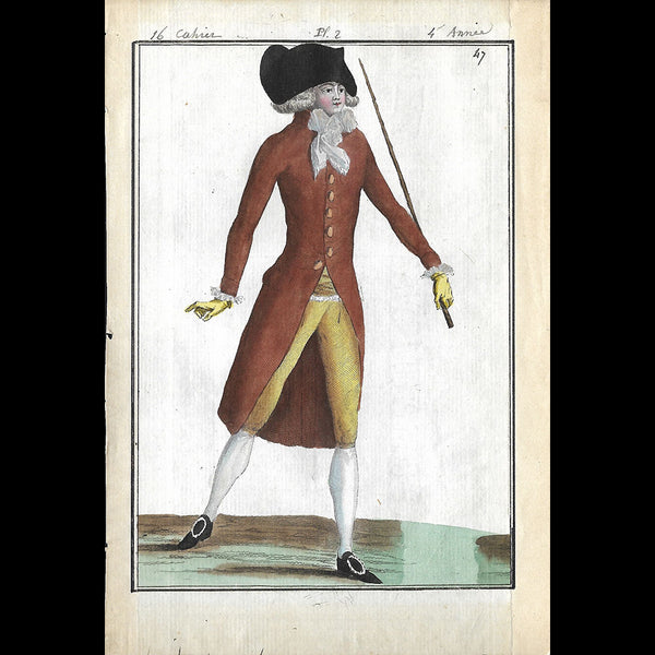 Magasin des Modes Nouvelles Françaises et Anglaises, planche 2, 16ème cahier - Habit de drap (1789)