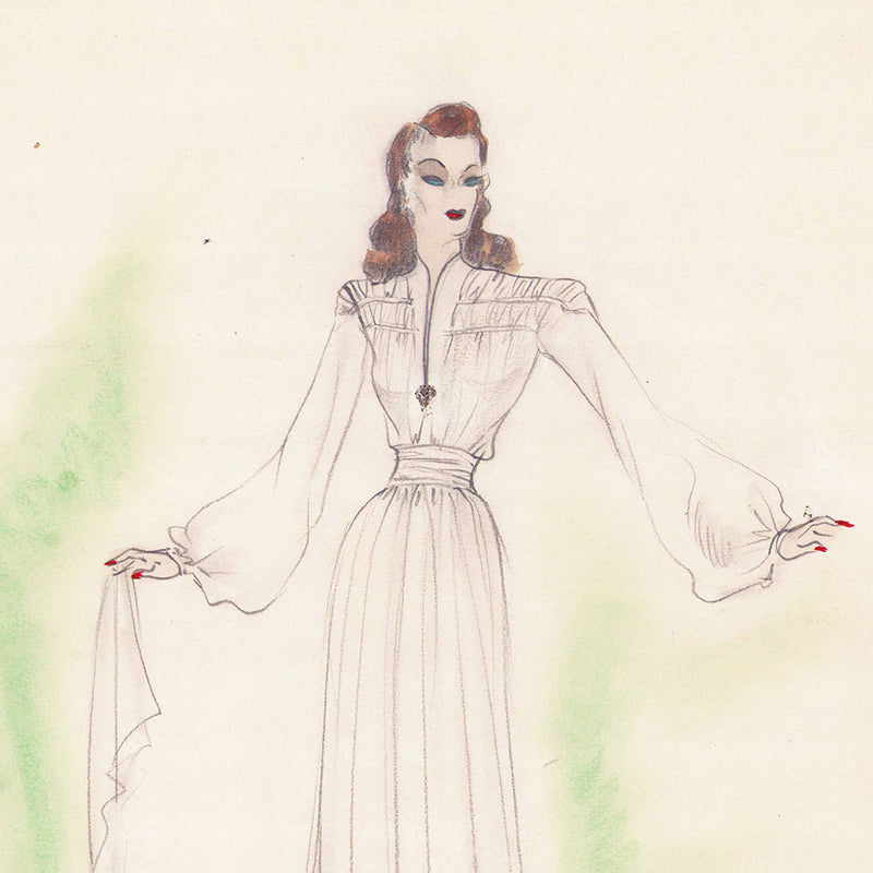 Maggy Rouff - Dessin d'une robe du soir (1940s)
