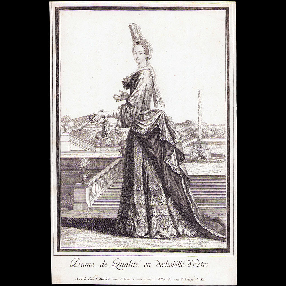 Dame de Qualité en deshabillé d'Este, gravure de Mariette (circa 1696)