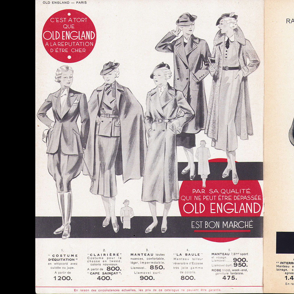 Old England - Catalogue pour l'hiver 1936-1937