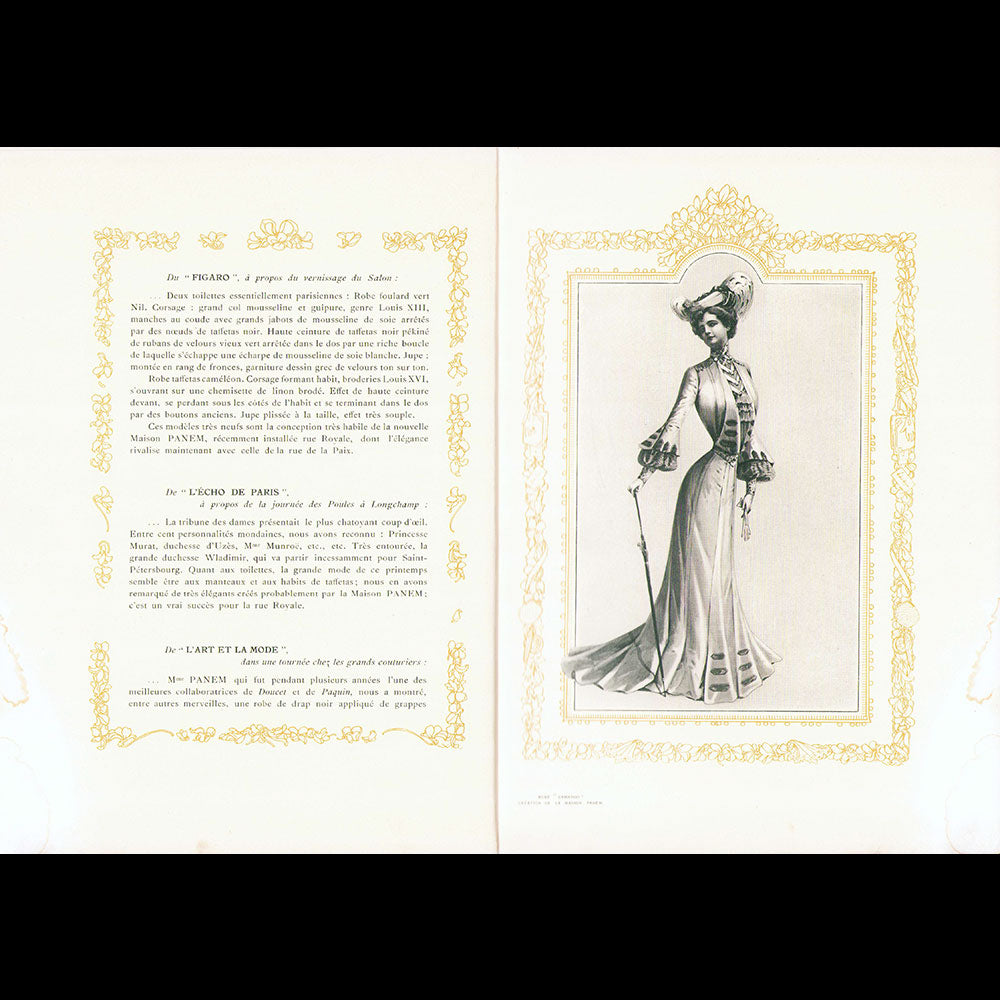 Panem - Livret de la maison de couture 22 rue Royale à Paris (circa 1905)