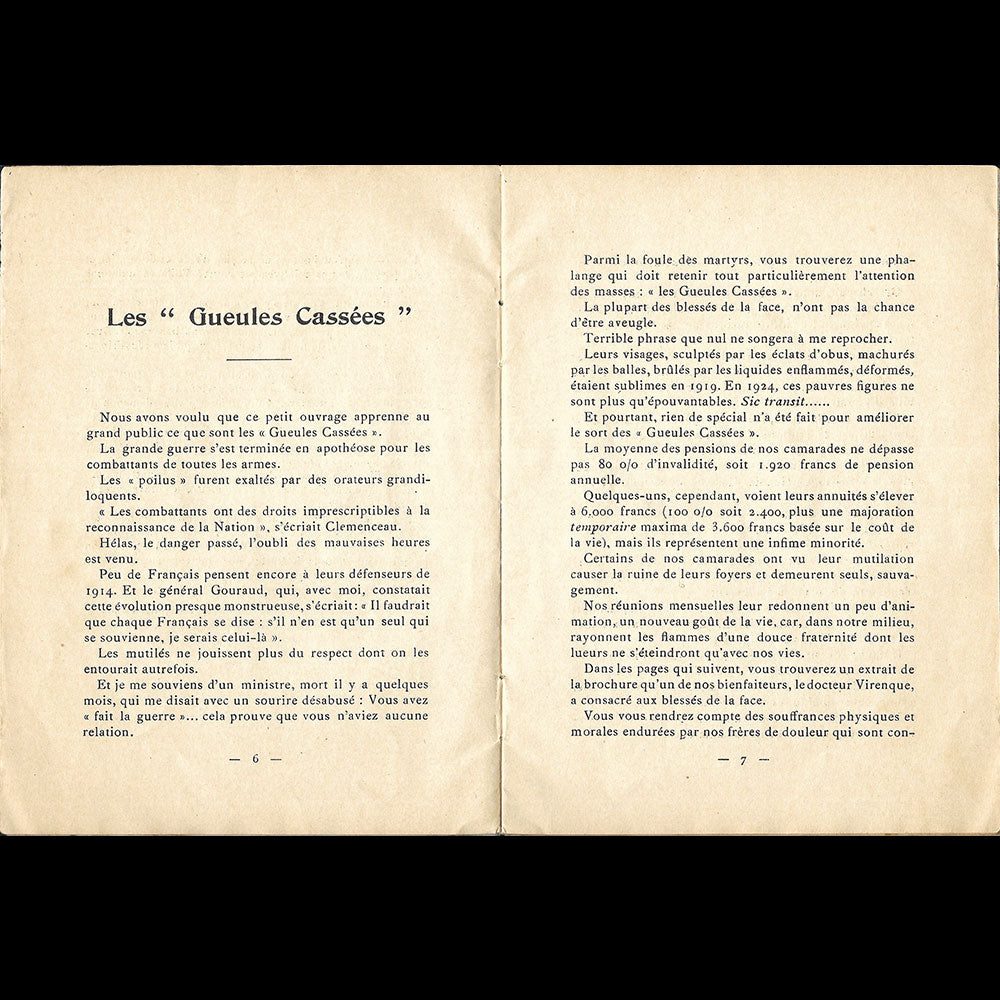 Paul Poiret - Livret de présentation des Gueules Cassées pour la soirée du 6 juin 1924