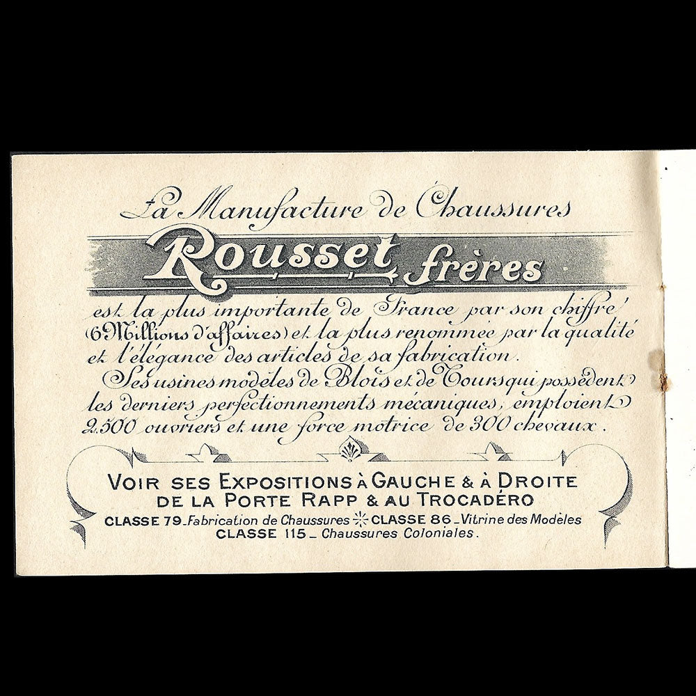 Chaussures Rousset Frères - Les Palais de l'Exposition Paris 1900
