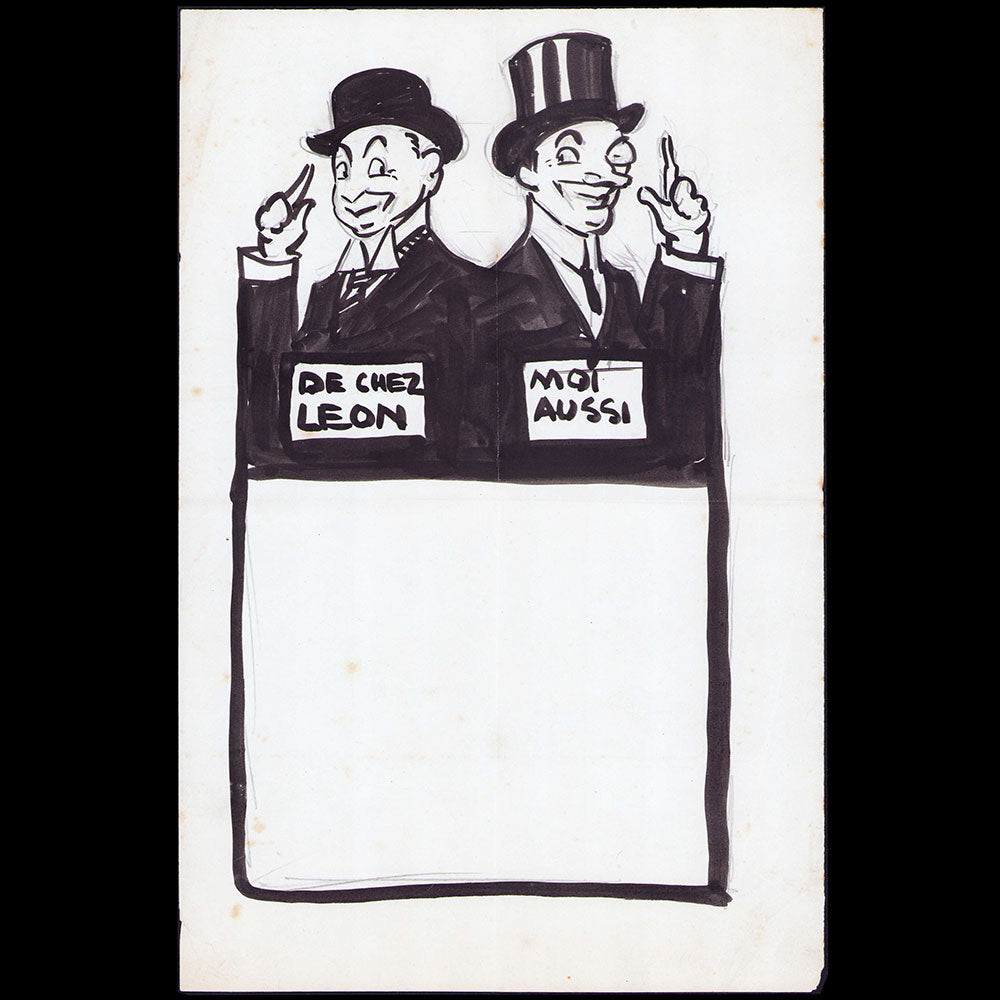 Léon - De chez Léon, moi aussi, projet de publicité, dessin d'Edouard Saunier (1910s)