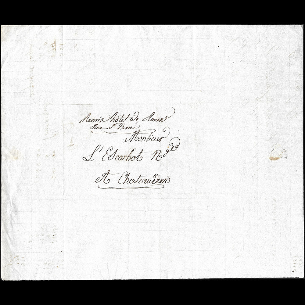 Taigny & Turpin - Facture du magasin de tissus, 19 rue des Mauvaises Paroles à Paris (1821)