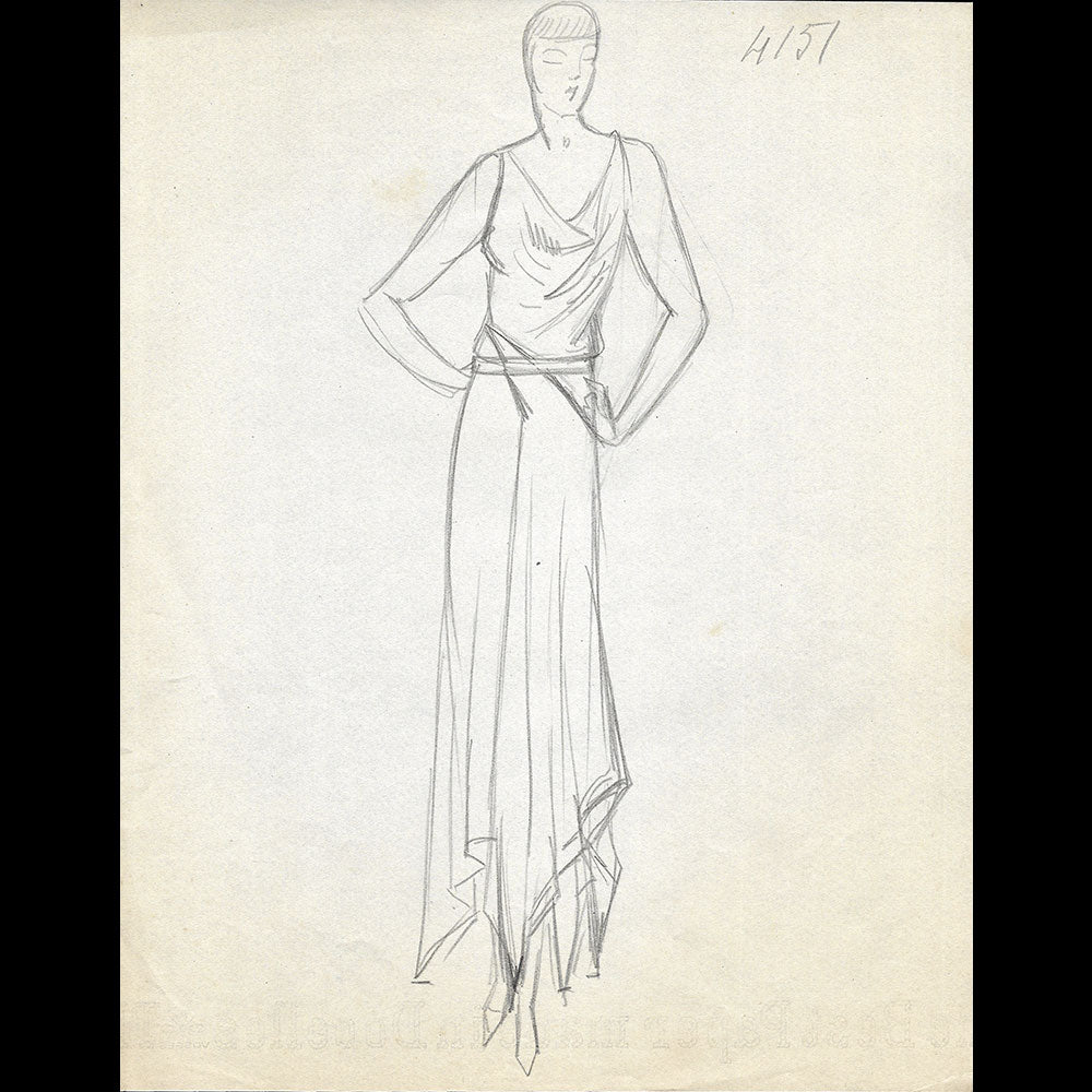 Vionnet - Dessin d'une robe pour l'été 1930