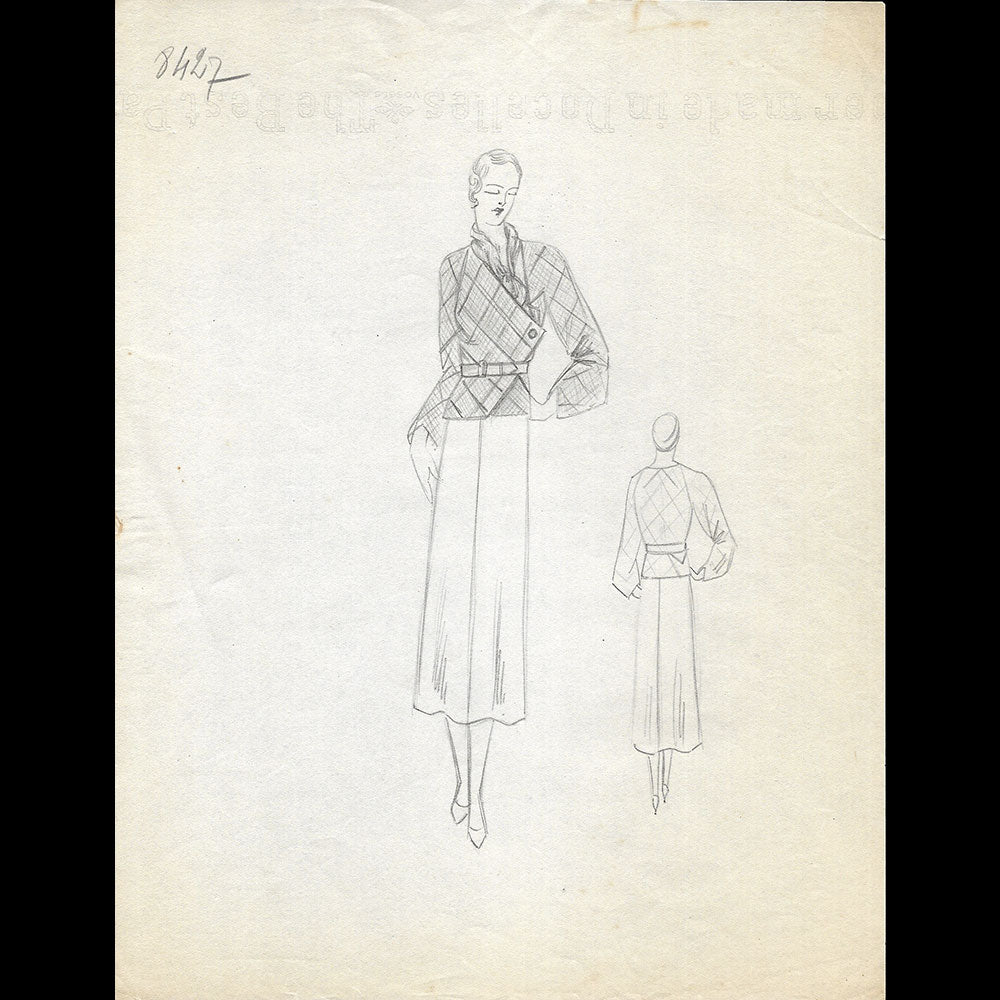 Vionnet - Dessin d'une veste pour l'été 1933