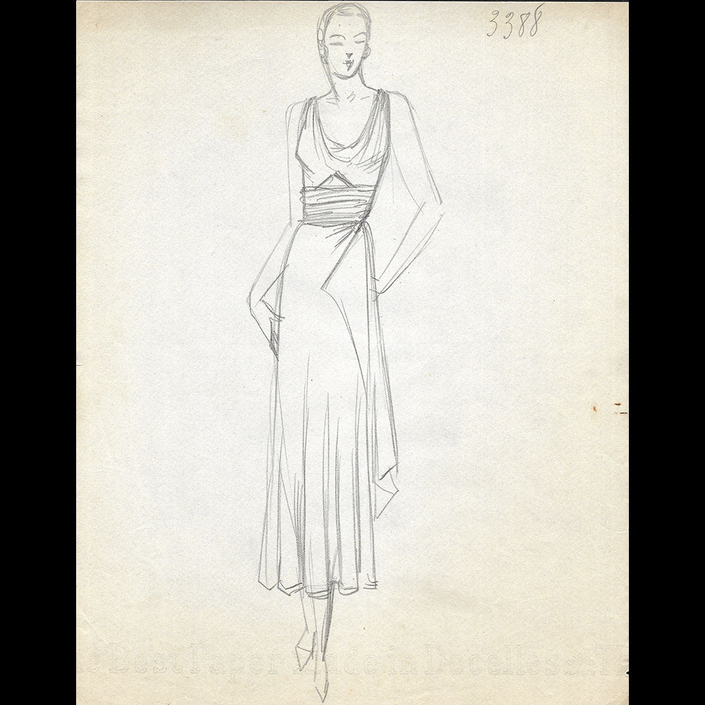 Vionnet - Dessin d'une robe pour l'hiver 1931-1932