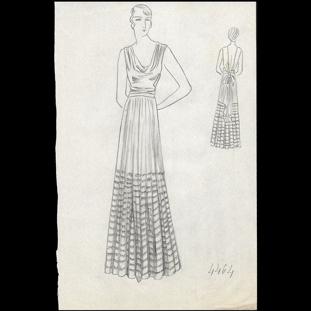 Vionnet - Dessin d'une robe pour l'hiver 1931-1932