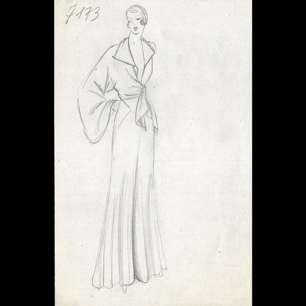 Vionnet - Dessin d'une veste pyjama pour l'hiver 1932-1933