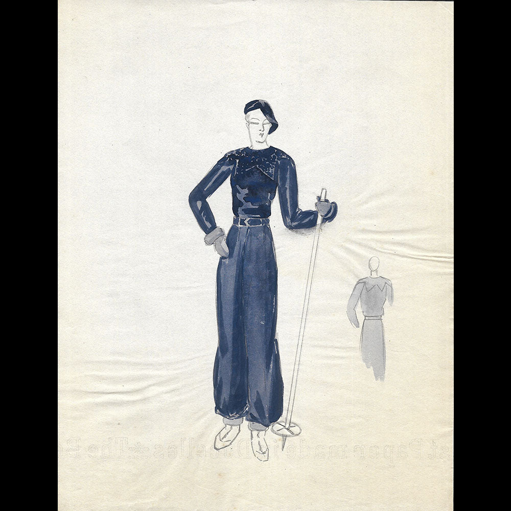 Vionnet - Dessin d'une tenue de ski pour l'hiver 1932-1933