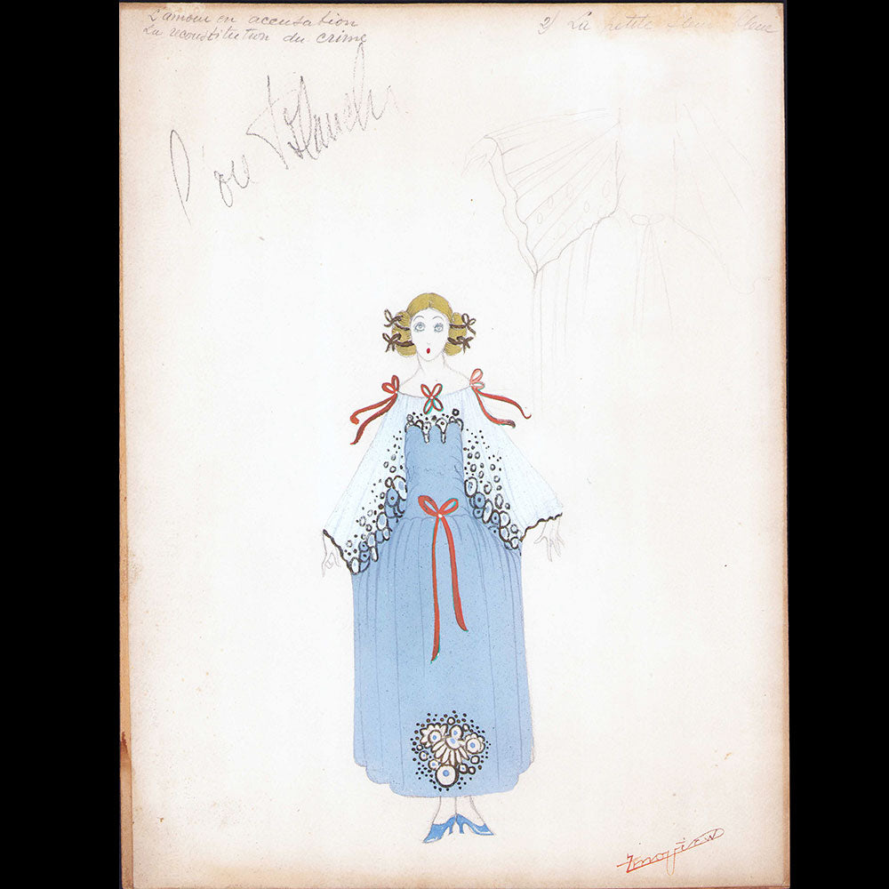 Alexandre Zinoview - L'Oie blanche, dessin de costume pour T'excite pas comme ça (1923)