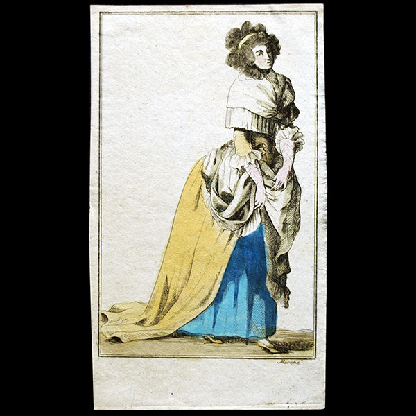 Copie d'époque du Magasin des Modes Nouvelles Françaises et Anglaises, planche 2, 20ème cahier - Dame anglaise (30 mai 1787)