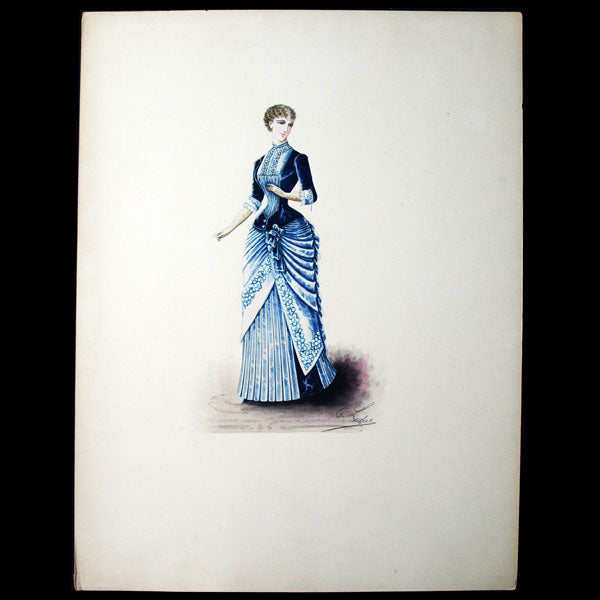 Ernest Leduc - Dessin d'une robe pour une maison de couture (circa 1860-1870)