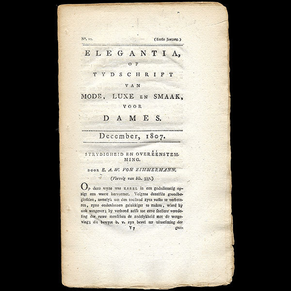 Elegantia, of tydschrift van mode, luxe en smaak voor dames - livraison de décembre 1807