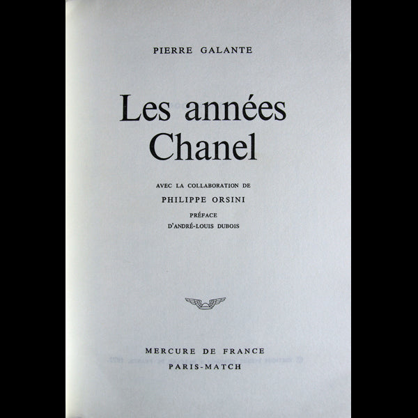 Les années Chanel, avec envoi (1972)