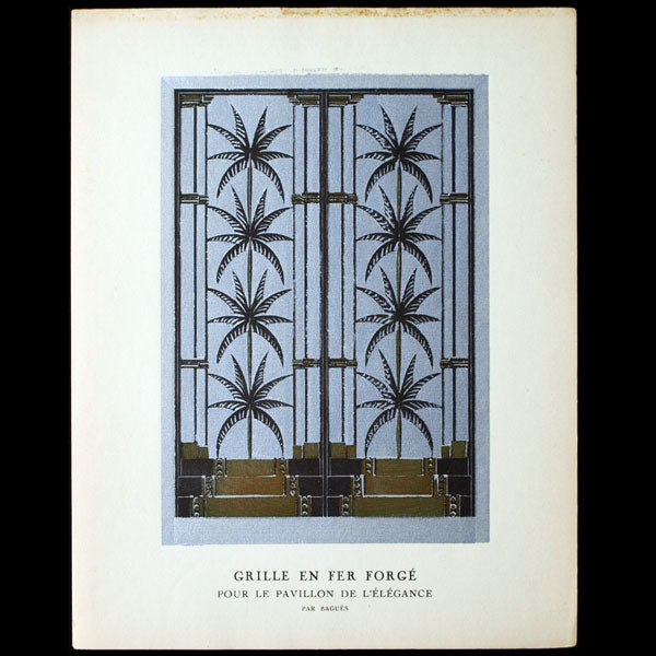 Gazette du Bon Ton - Grille en fer forgé pour le pavillon de l'élégance par Baguès (1925)