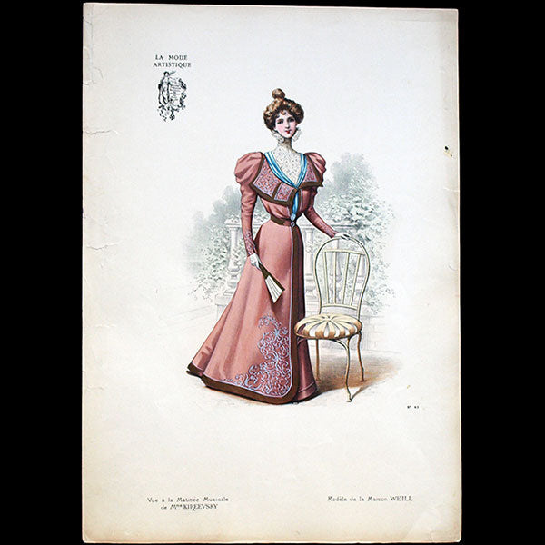 Weill- Toilette vue à la Matinée Musicale de Mme Kireevsky, gravure de La Mode Artistique (1896)