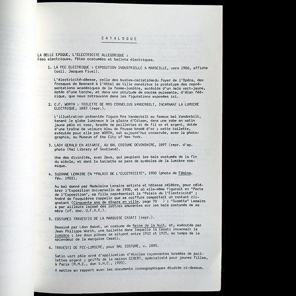 Modélectricité, catalogue du Musée de la Mode et du Costume (1984)