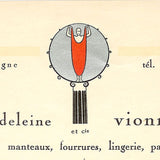 Vionnet - Papier à en-tête 50 avenue Montaigne à Paris (circa 1923)
