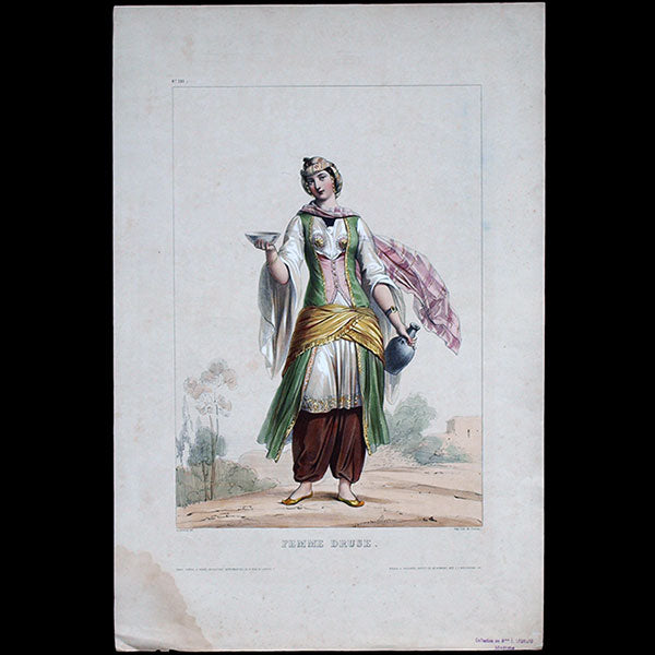 Achile Deveria - Costumes Historiques de Ville ou de Théâtre, Planche n°121, Femme Druse (1831)