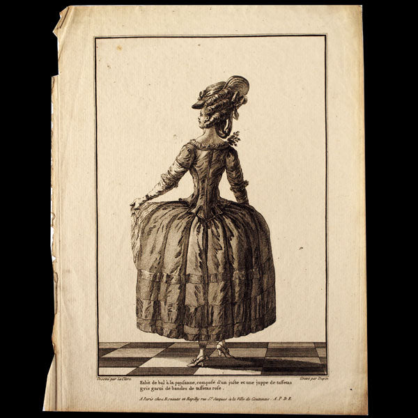 Gallerie des Modes et Costumes Français, 1778-1787, gravure n° U 119, Habit de bal à la paysanne