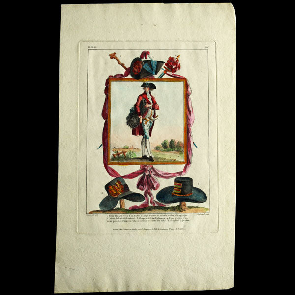 Gallerie des Modes et Costumes Français, 1778-1787, gravure n° mmm 346, Petit maître par Watteau (1787)