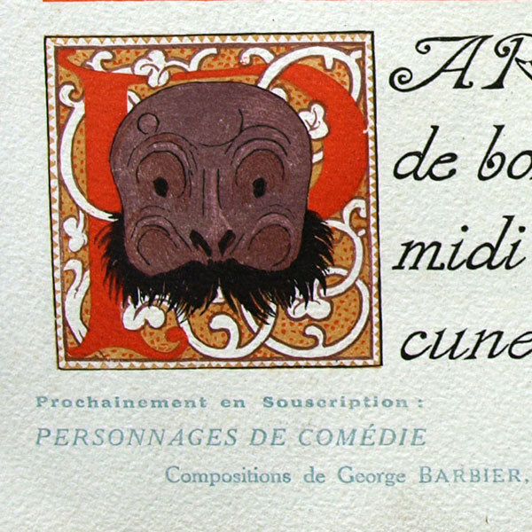 Barbier - Publication announcement for  "Personnages de Comedie"