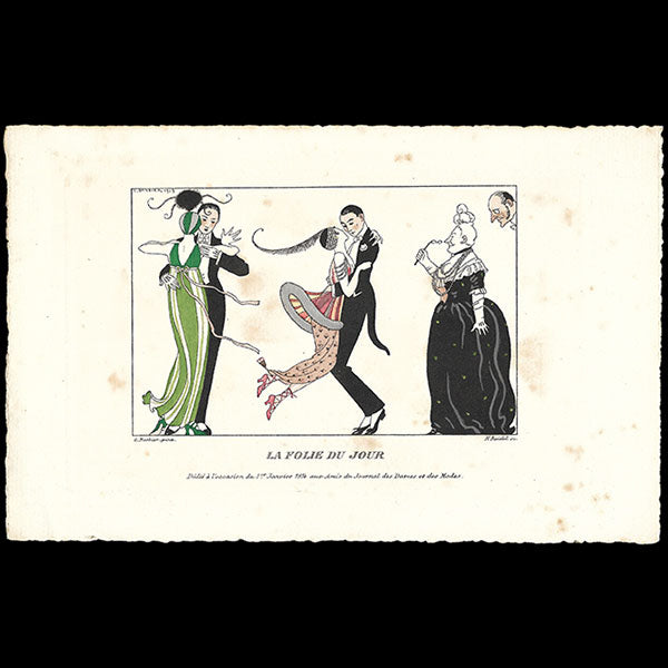 La Folie du Jour, planche de George Barbier pour le Journal des Dames et des Modes, Costumes Parisiens (1914)