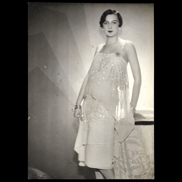 Lucien Lelong - Romanesque, robe du soir, tirage d'époque de Scaïoni (1928)