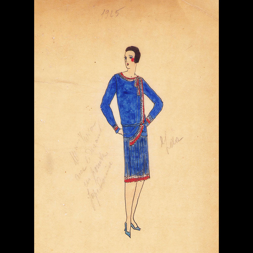 Jane - Dessin d'une robe pour Madame Rosa (1925)