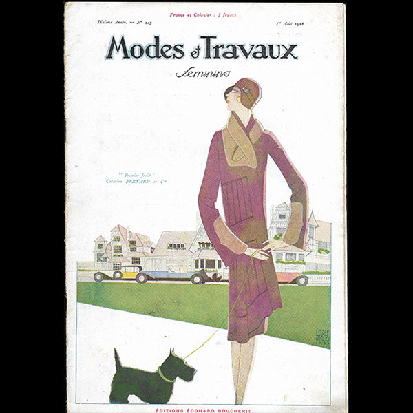 Modes et Travaux, 1er août 1928, couverture de Loris Riccio d'un modèle de Bernard & cie