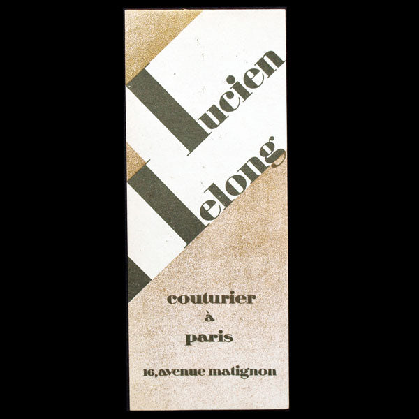 Marque page Lucien Lelong, 16 avenue Matignon à Paris (circa 1925)
