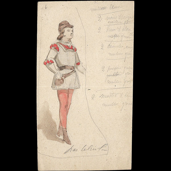 Jules Marre - Ensemble de 15 maquettes de costumes pour Perrinet Leclerc au Chatelet (1875)