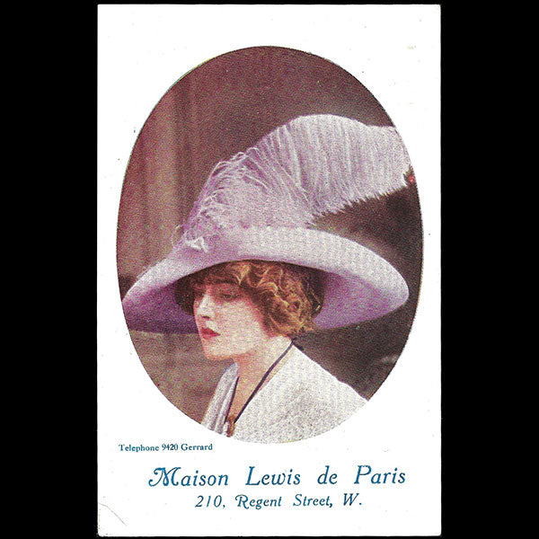Lewis de Paris - Carte de la maison de chapeaux, 210 Regent Street à Londres (circa 1910)
