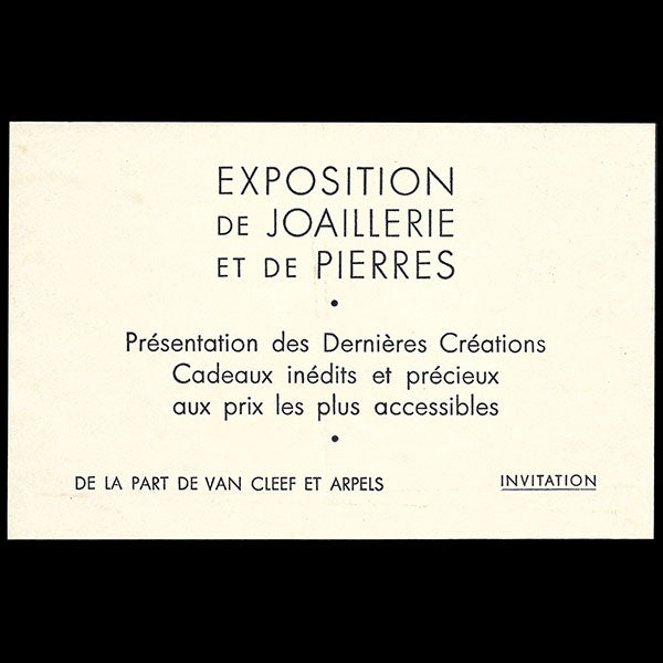 Van Cleef et Arpels - Carton d'invitation à une exposition de joaillerie et de pierres à Paris (circa 1933)