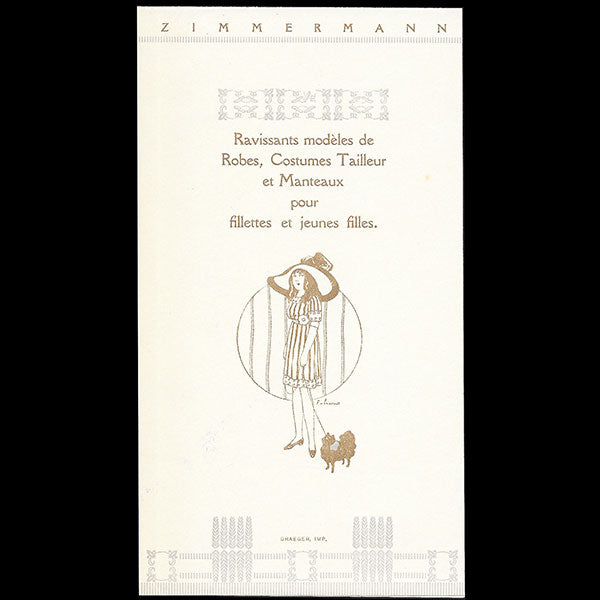 Zimmermann - Document publicitaire de la maison Zimmermann à Paris (circa 1910)