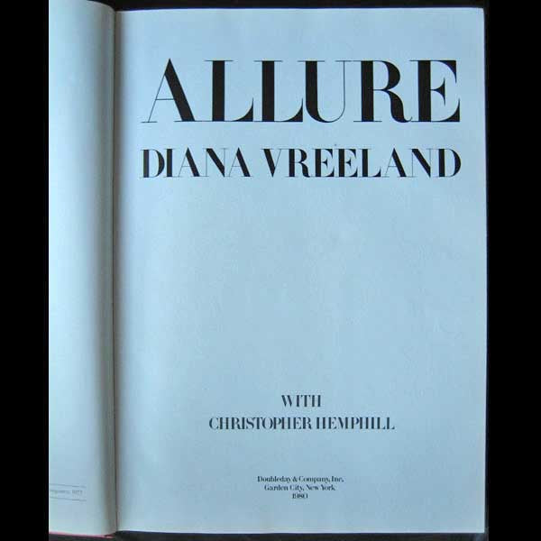 Vreeland - Allure, 1ère édition américaine (1980)