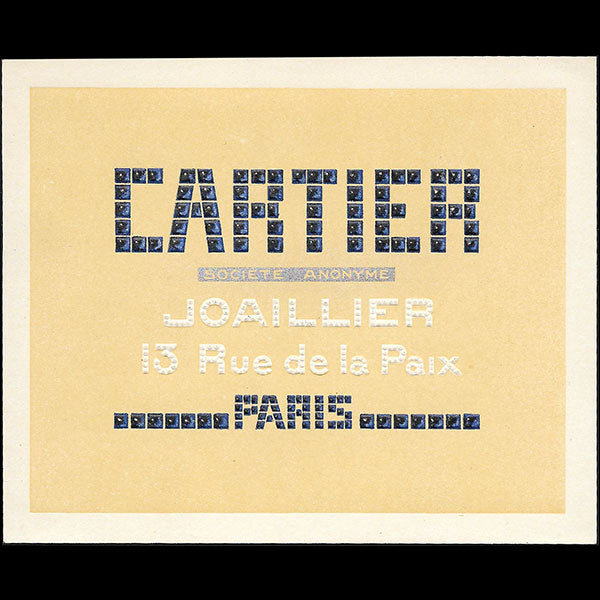 Cartier - Carte de la maison de joaillerie, 13 rue de la Paix à Paris (1925)