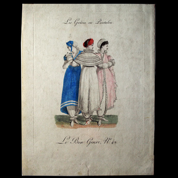 Le Bon Genre, gravure n°42, Les Grâces en Pantalon (1810)