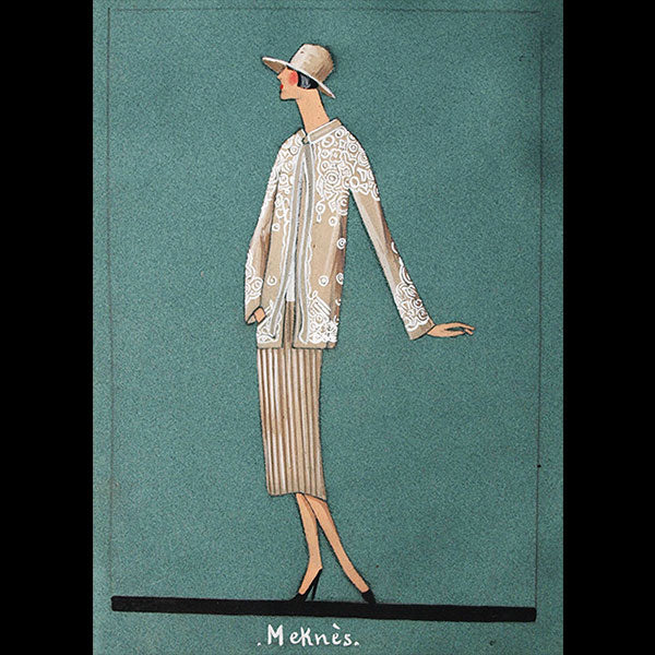 Jeanne Lanvin - Dessin de l'ensemble Meknes (1925)