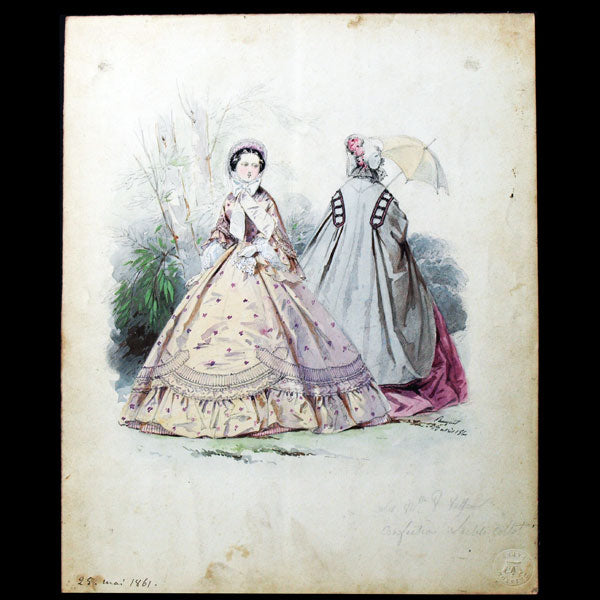 Dessin d'Hippolyte Pauquet pour le Petit Courrier des Dames (1861)