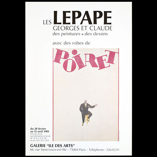 Les Lepape Georges et Claude, des peintures, des dessins, avec des robes de Poiret - affiche d'exposition (1985)