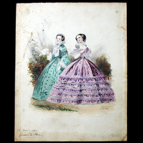 Dessin d'Hippolyte Pauquet pour le Petit Courrier des Dames (1860)