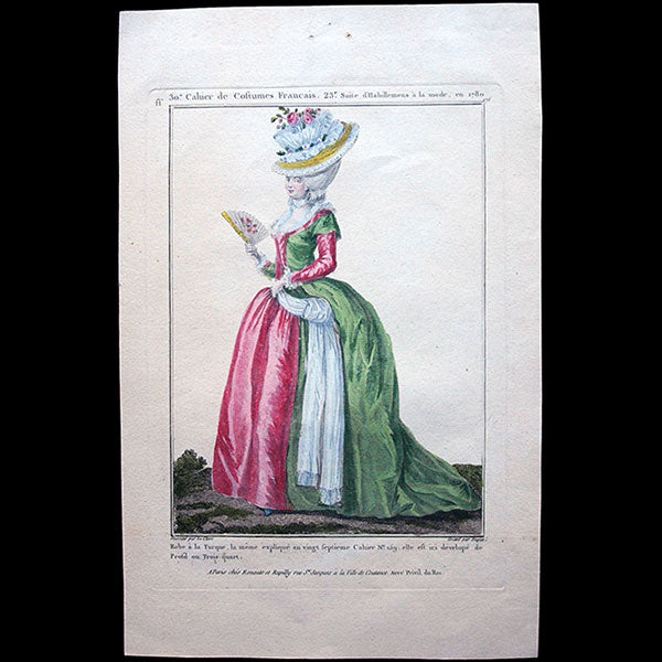 Gallerie des Modes et Costumes Français, 1778-1787, gravure n° ff 175, Robe à la Turque (1780)