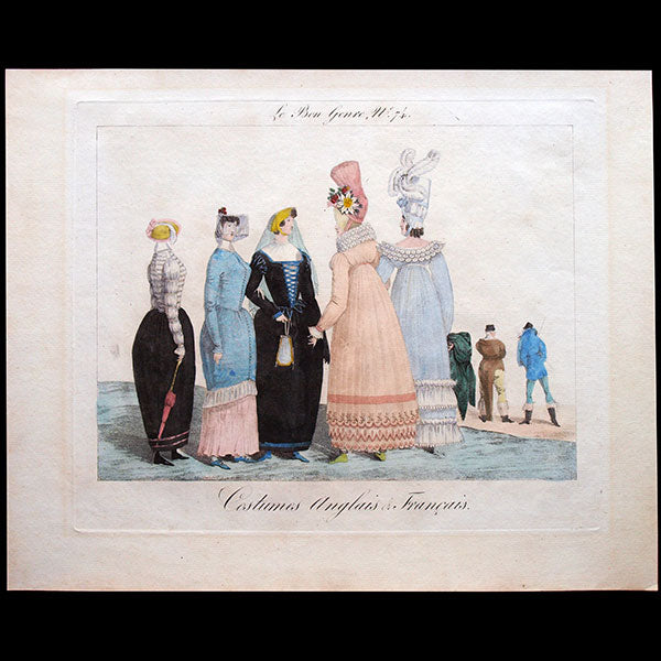 Le Bon Genre, gravure n°74, Costumes Anglais & Français (1815)