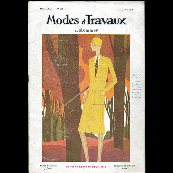 Modes et Travaux, 15 août 1928, couverture de Benigni d'un modèle de Patou