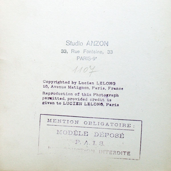 Robe de Lucien Lelong, photographie d'époque du studio Anzon (circa 1935)