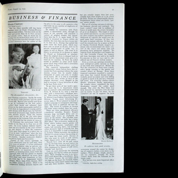 Time - Haute couture - Portrait de Schiaparelli (1934)