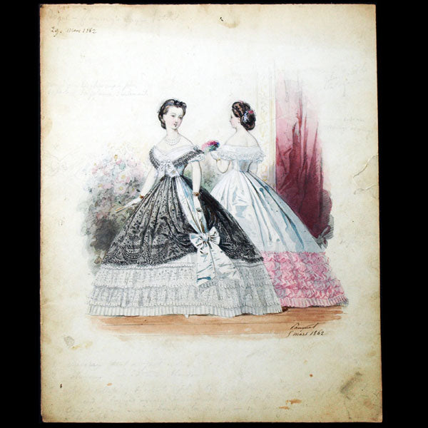 Dessin d'Hippolyte Pauquet pour le Petit Courrier des Dames (1862)